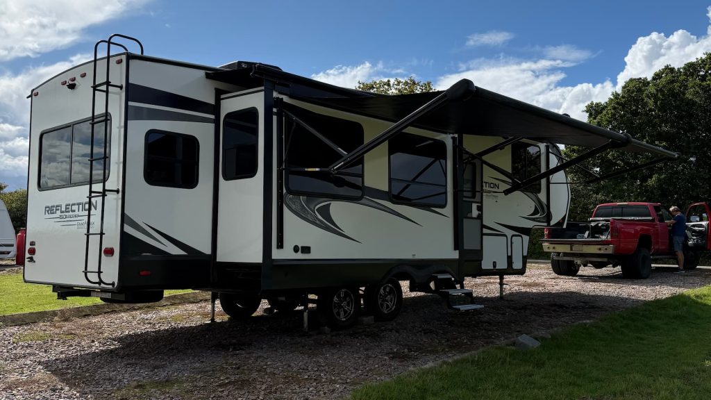 RV with open awning